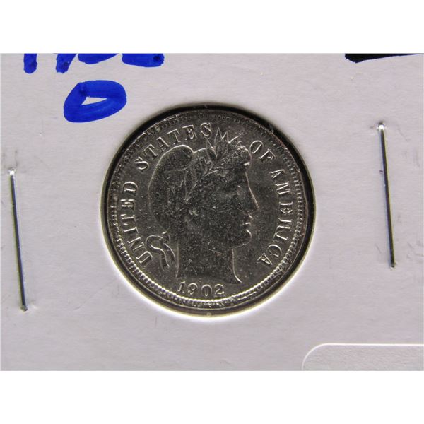 1902-O Barber Dime, 90% Silver, Nice Eye Appeal