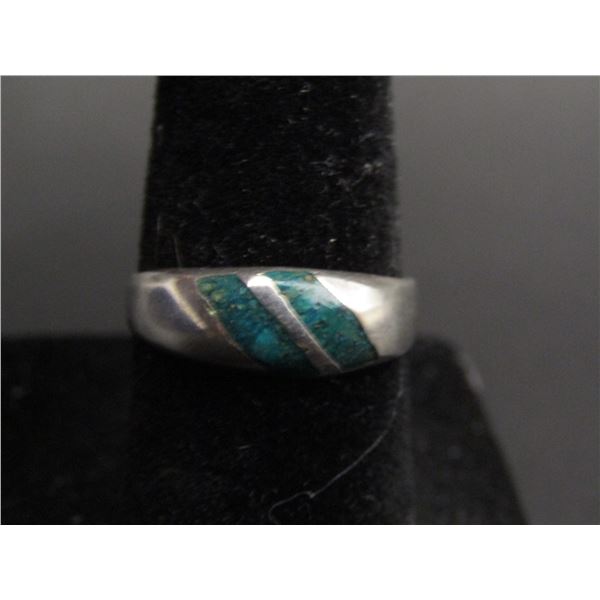 Vintage Mexico Stamped 925 Turquoise Ring, Size 5