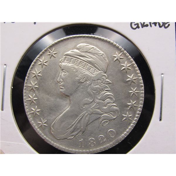 AUCTION HIGHLIGHT - SCARCE 1820/1819 Capped Bust Half Dollar in HIGH GRADE. GREYSHEET- $660 in XF, $