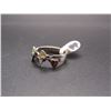 Image 3 : Vintage Sterling Silver Double Hear Ring , Size 7.5, One Ring is missing a stone