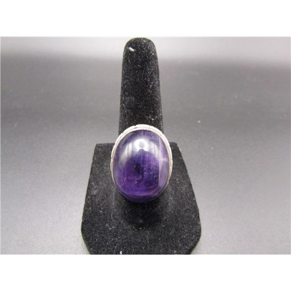 Vintage Sterling Silver with HUGE Purple Amethyst Stone, Size 6.5