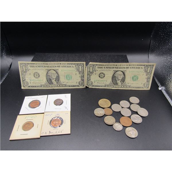 20 Piece Collectors Lot; 1865 US 2c, Indian Head Cents, Buffalo Nickels, Liberty Head Nickels, Silve