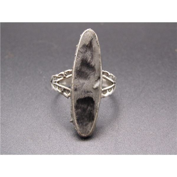 Vintage Sterling Silver Black Tourmalite Type Stone Size 5