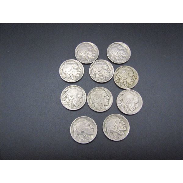 10 Mixed Date and Mixed MM Buffalo Nickels