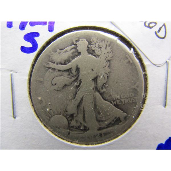 KEY DATE 1921-S Walking Liberty 50c. 90% Silver, LOW Mintage