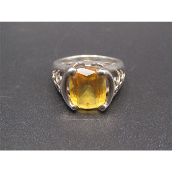 Vintage Sterling Silver Citrine Ring, Size 8
