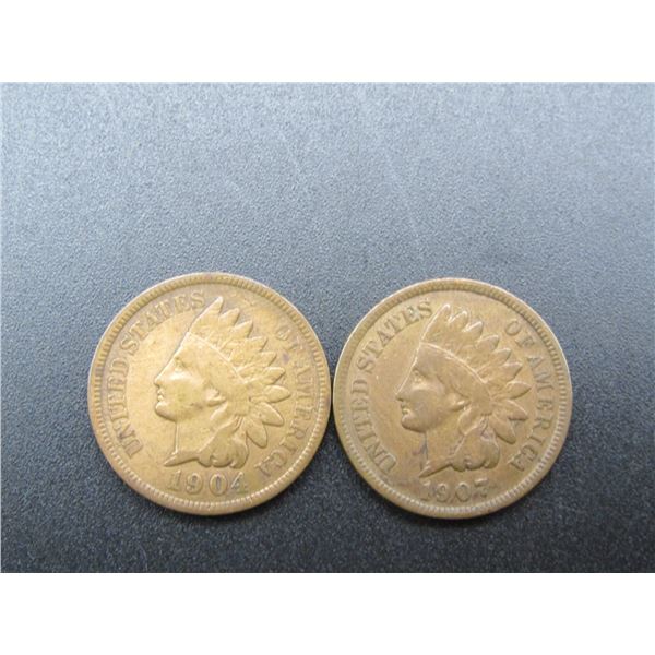 1904, 1907 Indian Head Cents, Nice Grades!