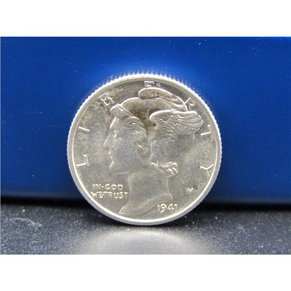 1941-D GEM BU Mercury Dime. 90% Silver. WWII Era. LUSTROUS