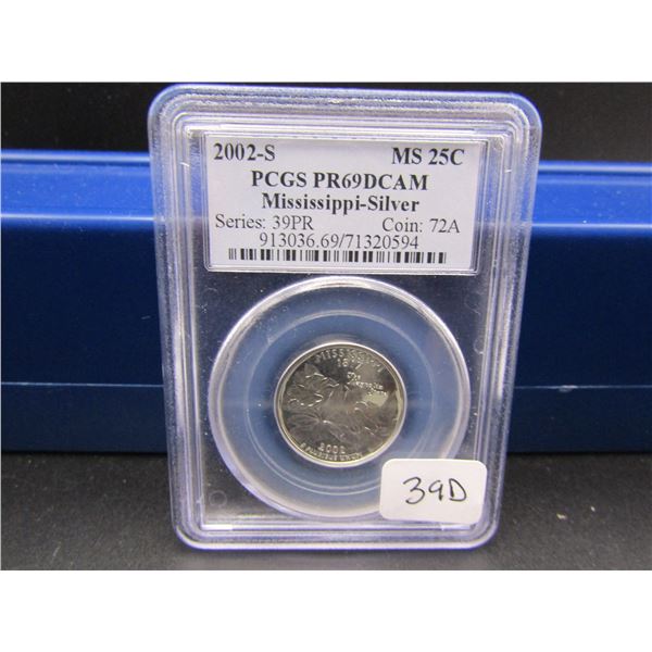 2002-S Mississippi 90% Silver Quarter, PCGS PR69DCAM