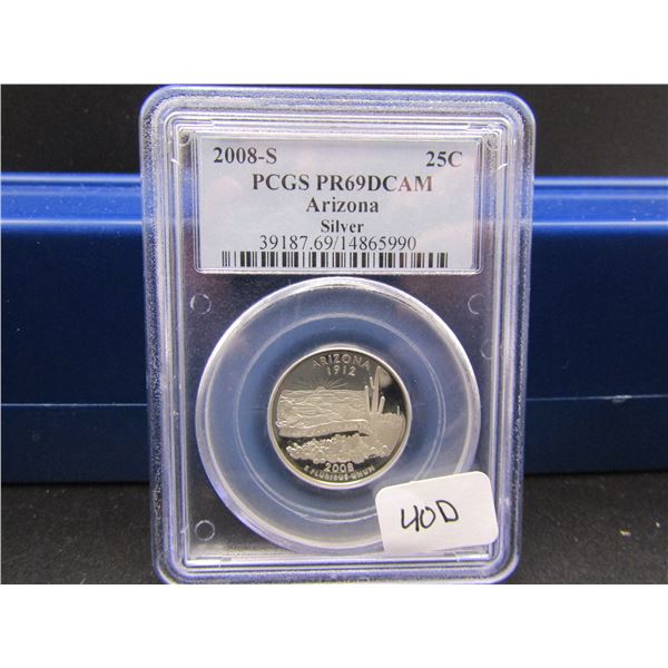 2008-S Arizona 90% Silver Quarter, PCGS PR69DCAM