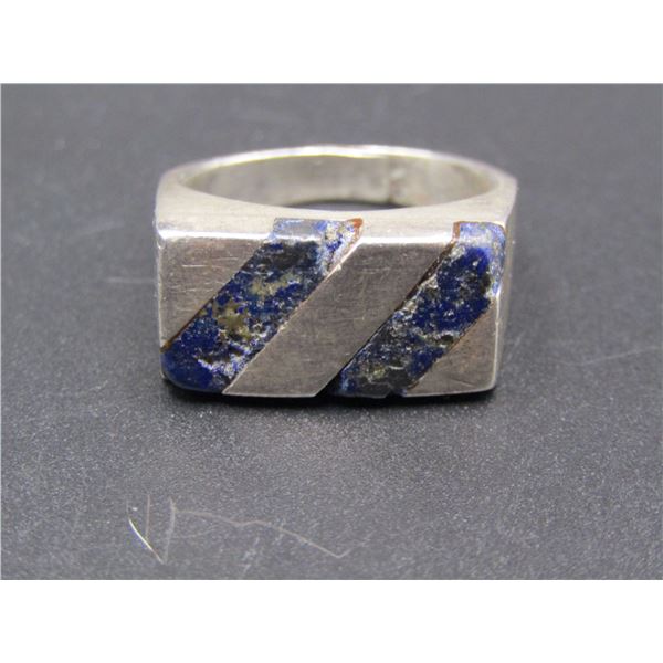 Vintage Sterling Silver Ring with Lapis Lazuli Inlay, Size 8