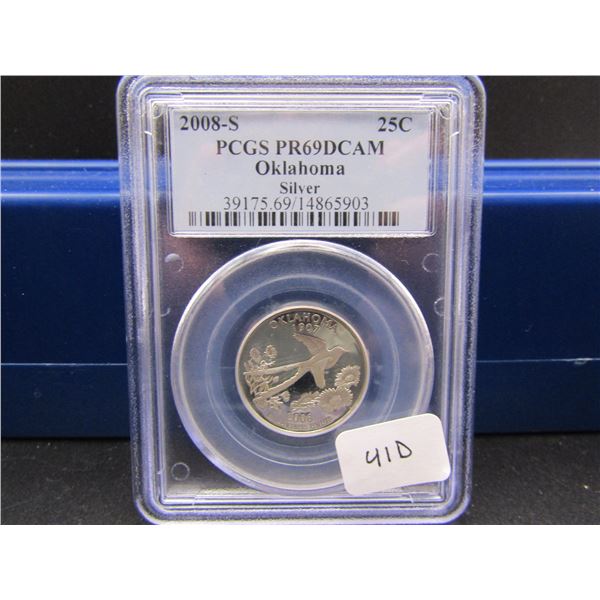 2008-S Oklahoma 90% Silver Quarter, PCGS PR69DCAM