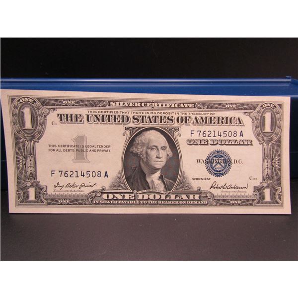 1957 Blue Seal $1 Silver Certificate, GEM CRISP UNC