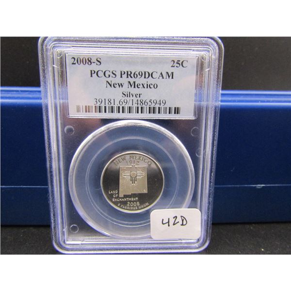 2008-S New Mexico 90% Silver Quarter, PCGS PR69DCAM