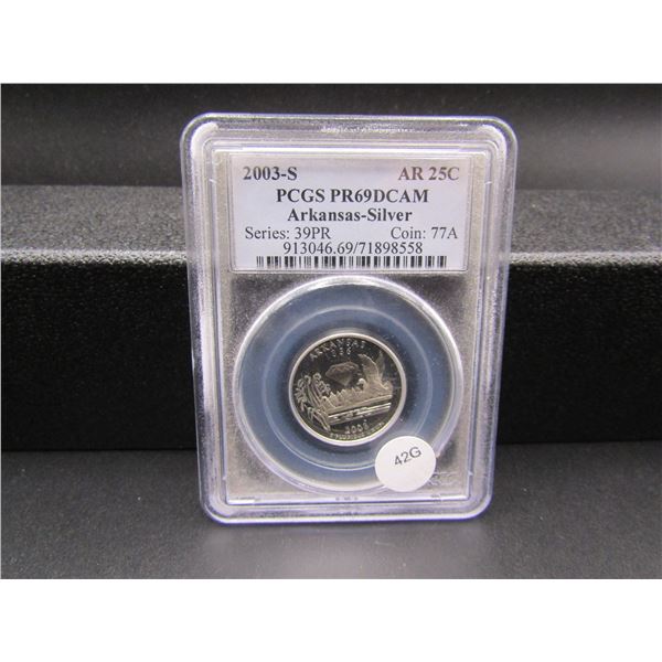 2003-S 90% Silver Arkansas 25c. PCGS PR69DCAM