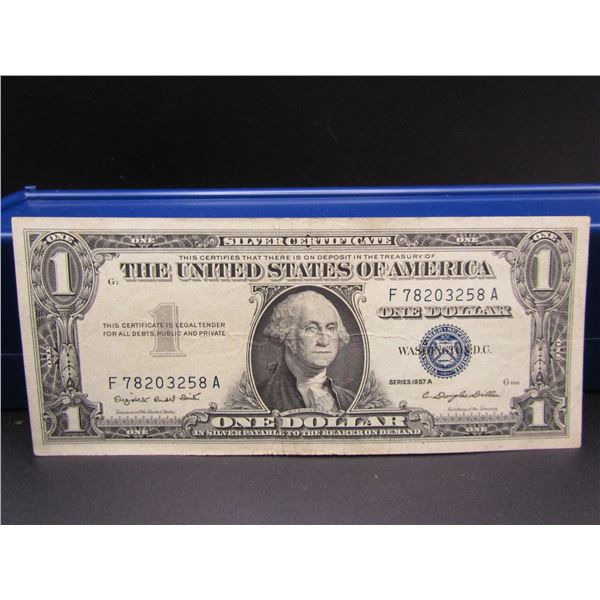 1957 A Blue Seal $1 Silver Certificate, GEM CRISP UNC