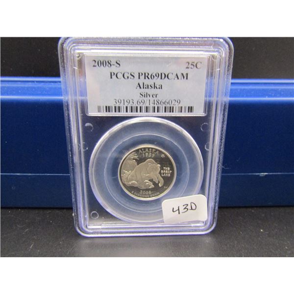 2008-S Alaska 90% Silver Quarter, PCGS PR69DCAM