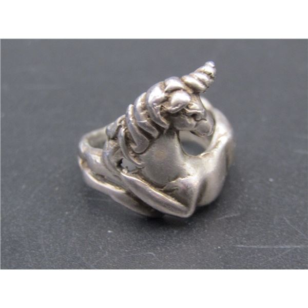 Vintage Sterling Silver Unicorn Ring, Size 6