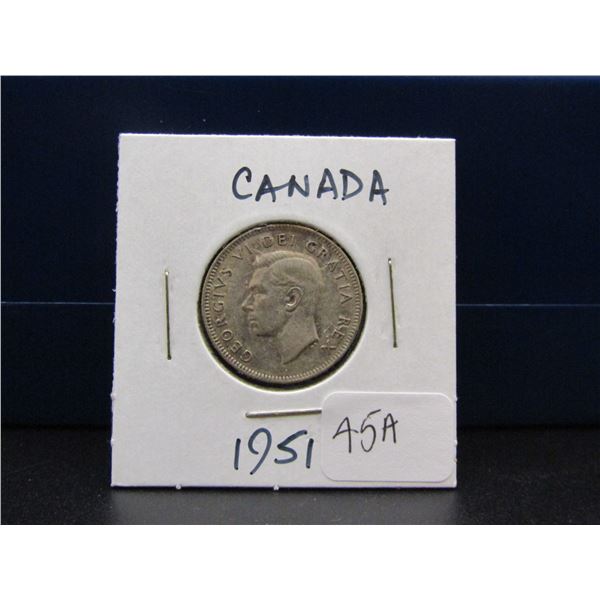 1951 Canada 80% Silver Quarter