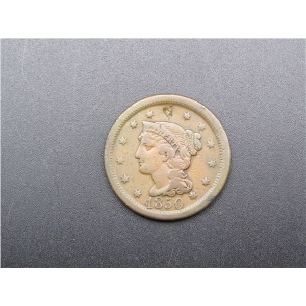 1850 Braided Hair Large Cent, Nice Type Cent,