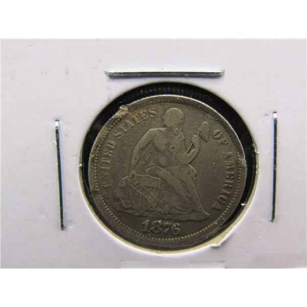 1876 CC US Seated Liberty Dime, Tough CC Mint, Low Mintage