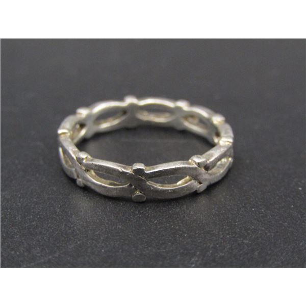 Vintage Sterling Silver Modernist Ring, Size 8