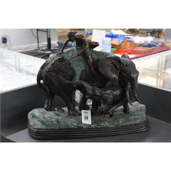 Bronze Forest Hunteron Elephants