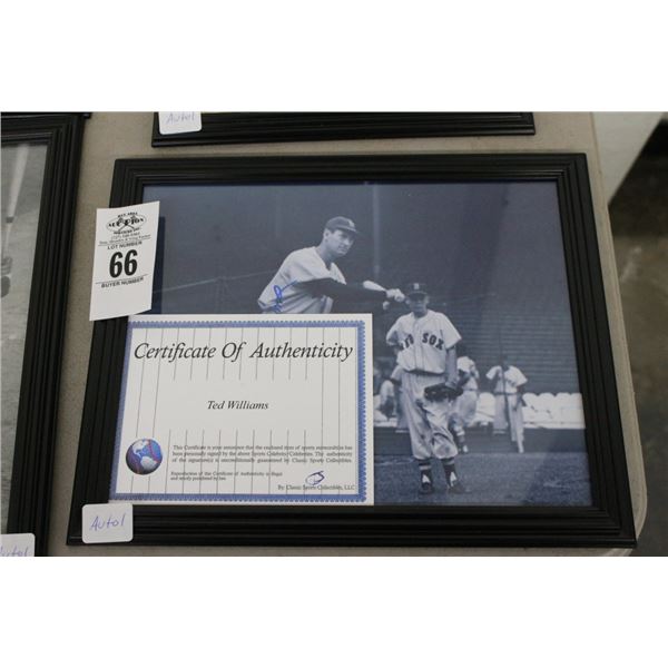 Ted Williams Autographed Photo w/COA