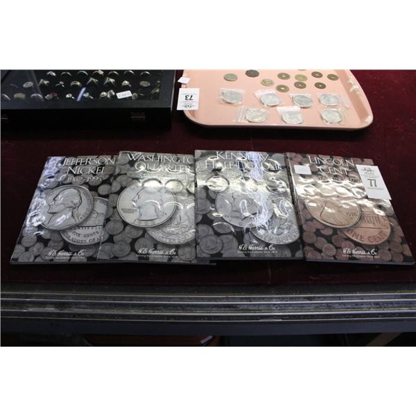 Full Collector Coin Books, Washington Quarters, Kennedy Halves, Jefferson Nickels - 4 Books