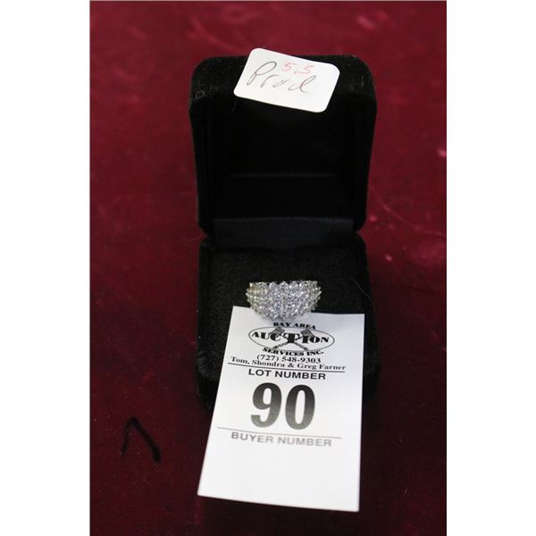 Silver Fashion Diamond Chip Ring 5.5G