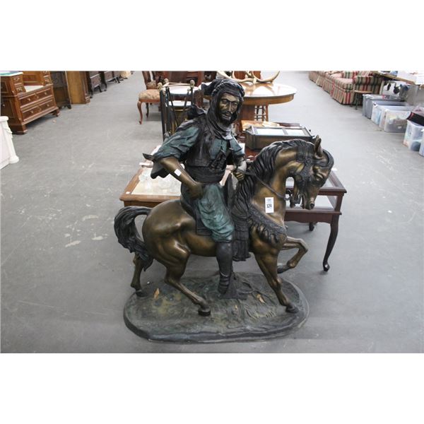 4' Bronze Soldier Riding Horse