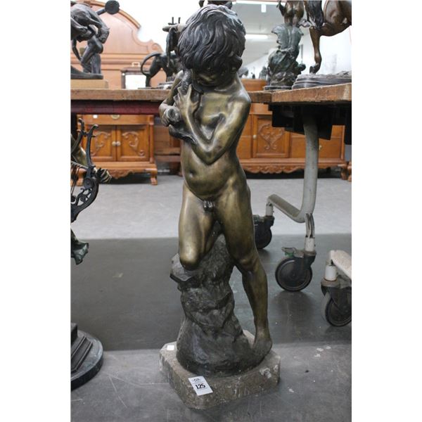 3' Bronze Boy w/Fish