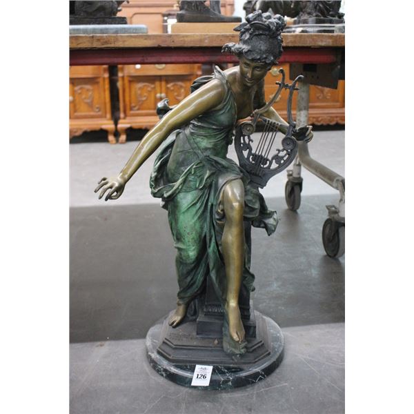 30" Bronze Melody Woman w/Harp