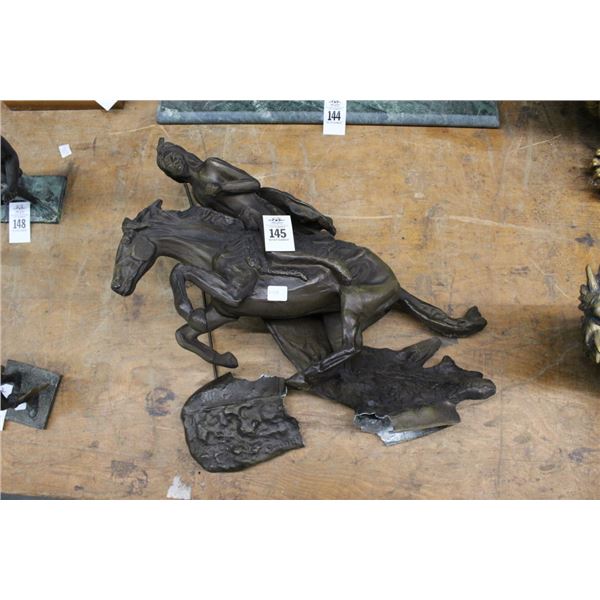 Bronze Warrior On Horse - Broken Base