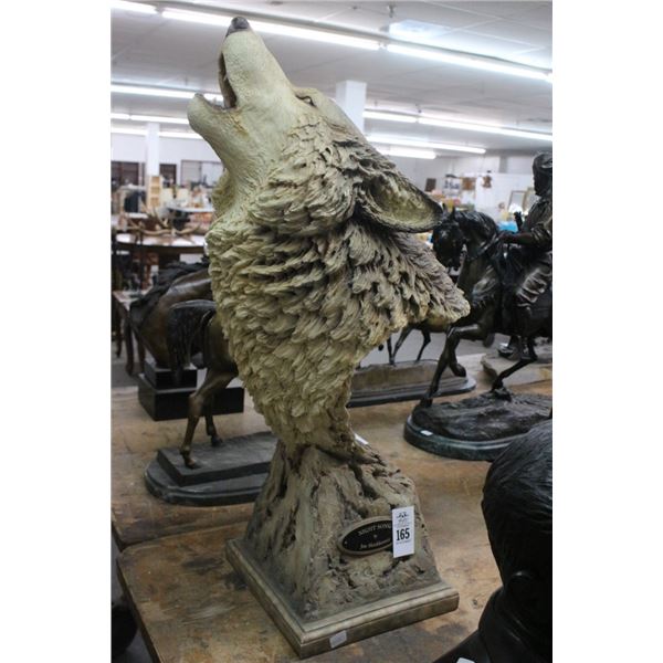 30" Wolf Bust Statuary Night Song by Joe Slockboyer