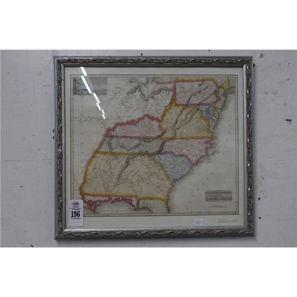 Framed Map Southern Provincians of the US - 18"  X  20"