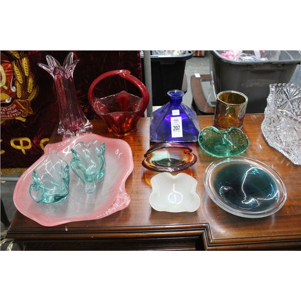 Art/Carnival Glass Dishes/Vase/Candlestick/Bowls - 11