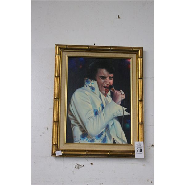 Oil On Canvas Elvis Presley Signed Lewis - 16"  X  20"