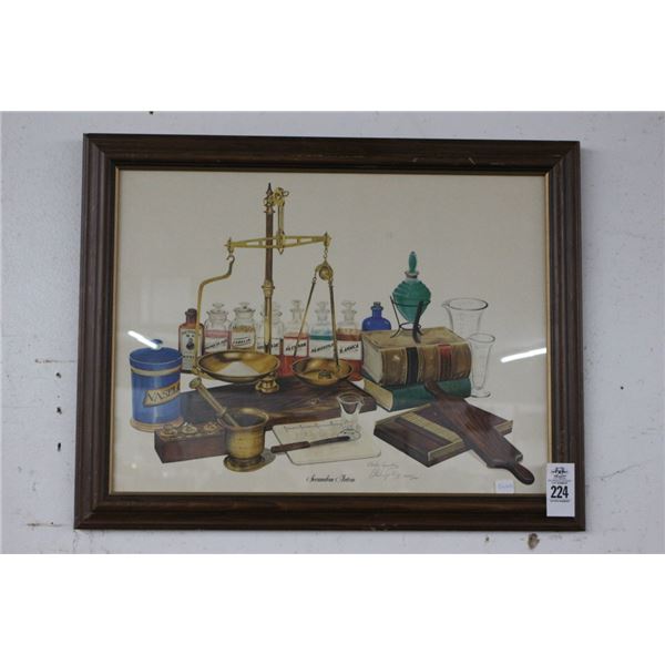 Framed Scale Wall Art Secundem Artem Signed Spalding - 20"  X  24"