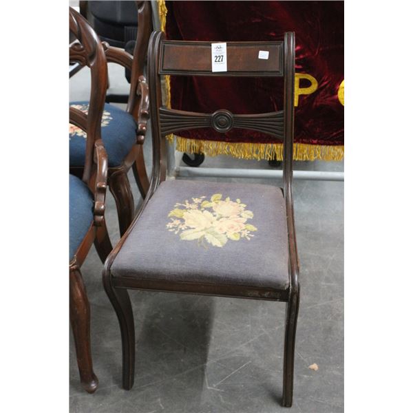 Old Mahogany Chair w/Needlepoint Seat