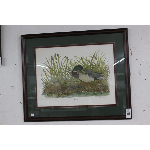 Framed Wall Art Mallards Artist Signed - 24"  X  30"