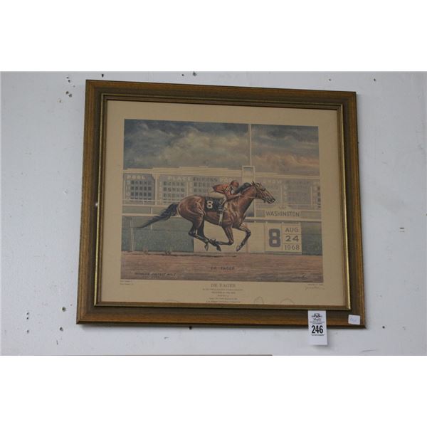 Framed Racehorse Wall Art Dr Fager - 20"  X  20"