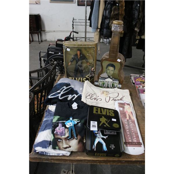 Elvis Presley Memorabilia Doll, Coin Bank, T-Shirts, Blankets, More