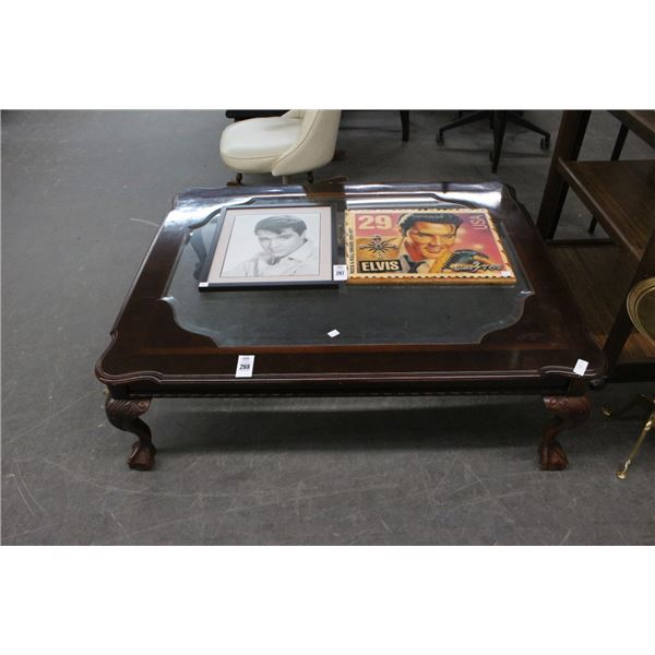 Cherry Claw Foot Glasstop Large Coffee Table