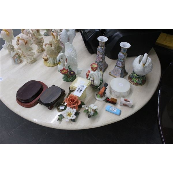 Oriental Candlestands, Goose Candlestands, Asst. Figurines, Décor, Pedestals