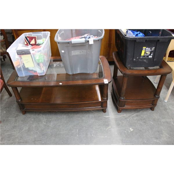 Mahogany w/Glasstop Table End Set