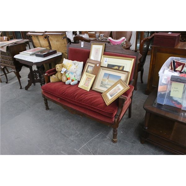 Mahogany Mission Maroon Padded Loveseat