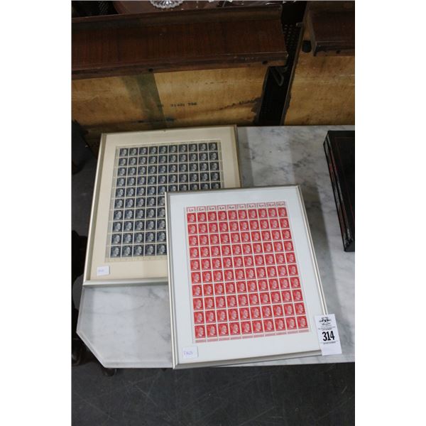 Framed Hitler Stamp Postage Stamps - 2 Sets