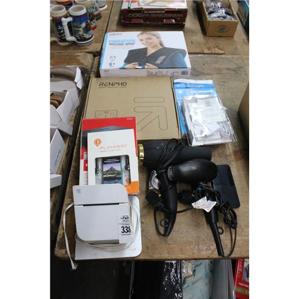 Hair Dryers, Clover Station, Audio Components, Weight Scale, Heated Wrap