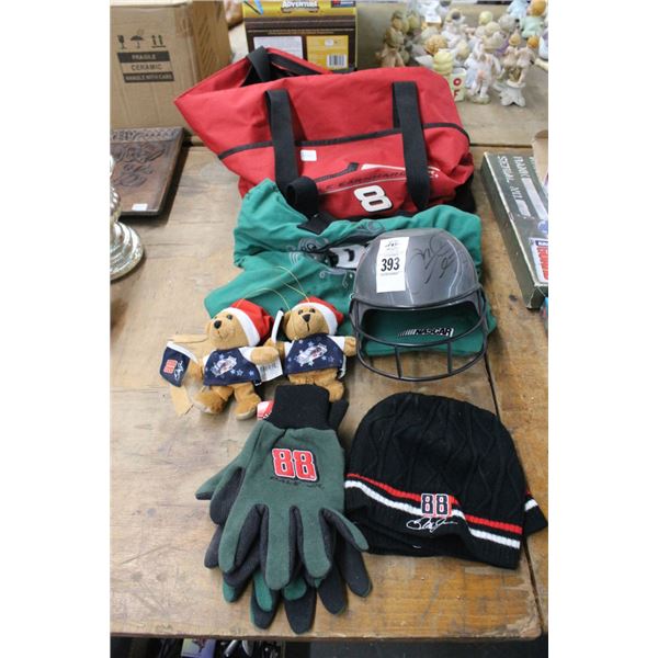 Bucs Autographed Mini Helmet, Dale Earnhardt Racing Gloves/Bag/Hat, Plus
